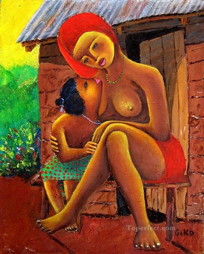 Mother and Lovechild from Africa Oil Paintings